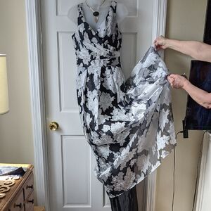 Elegant Black and White Floral Dress